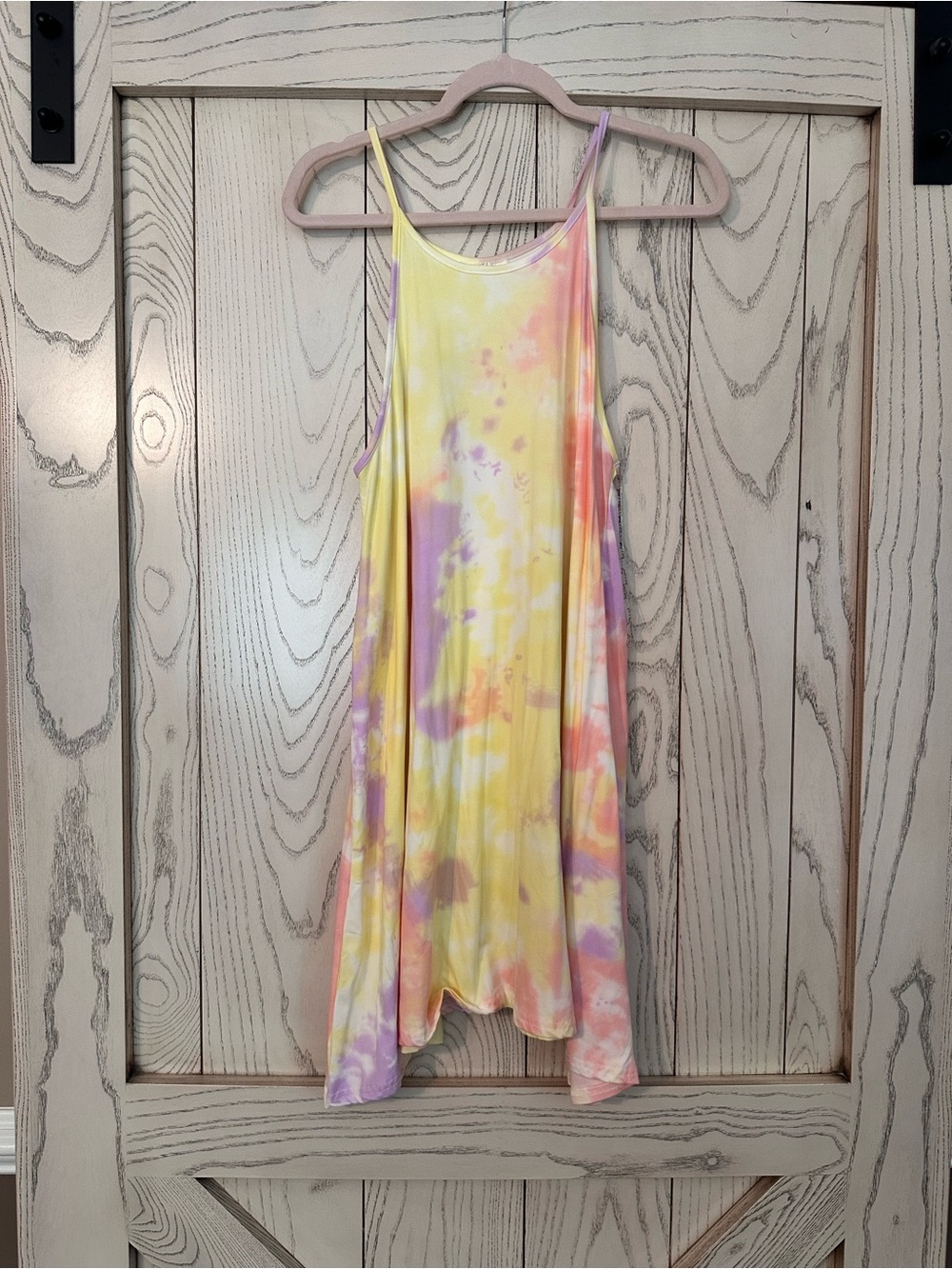 Tie-Dye Spaghetti Strap Swing Dress - Yellow Multi